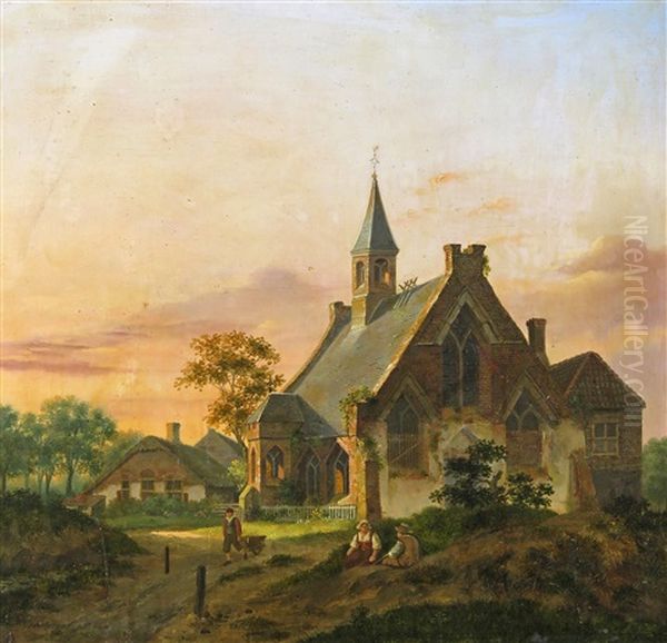 Workmen By A Country Church - view 1