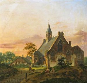 Workmen By A Country Church