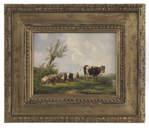 Sheep Among The Cows by Albertus Verhoesen