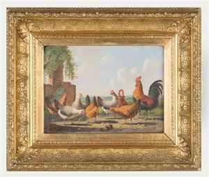 Roosters And Chickens by Albertus Verhoesen