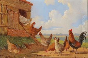 Cock And Hens In An Open Landscape Cock And Hens In An Open Landscape