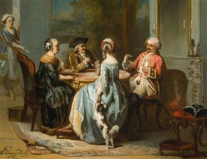 The Card Game (1857) by Adrien Joseph Verhoeven-Ball
