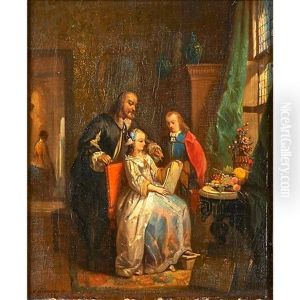 Interior Genre Scene by Adrien Joseph Verhoeven-Ball
