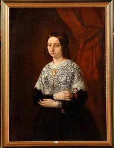 Portait D'une Dame De Qualite by Adrien Joseph Verhoeven-Ball