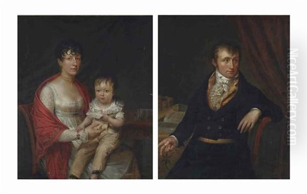 Portrait D'un Homme Et Portrait De Son Epouse Et Enfant (2 Works) - view 1