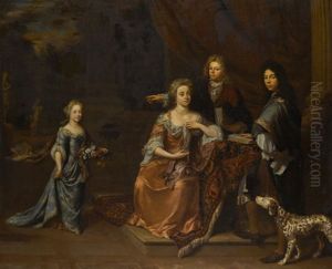 Portrait Of A Family In A Park Landscape, Attended By Their Dalmatian