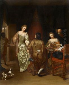 A Courtship Scene by Jan Verkolje the Elder