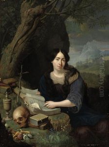 Portrait Of A Lady As The Penitent Magdalen Seated In A Landscape