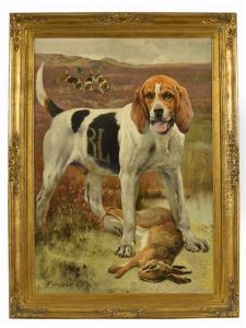 Chiens De Chasse Et Lievre Mort by Charles Verlat