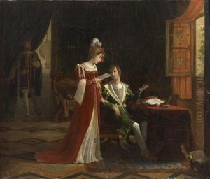 Marguerite, Reine De Navarre, Est Surprise Par Francois Ier Son Frere Au Moment Ou Elle Lit La Ballade De Clement Marot Commencant Par Amour Me Voyant Sans Tristesse