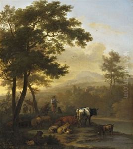 Landschaft Mit Hirten by Jan Vermeer van Haarlem III