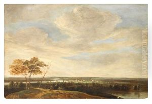 Promeneurs Dans Un Paysage Fluvial by Jan The Younger Vermeer Van Haarlem
