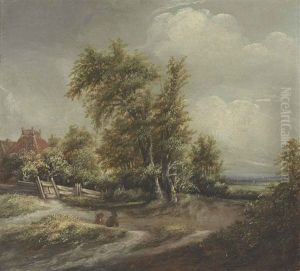 A Dune Landscape With Figures And A House Beyond by Jan The Younger Vermeer Van Haarlem