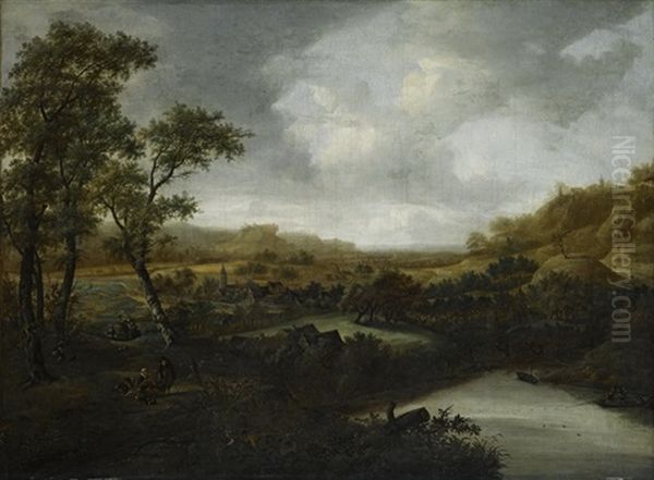Hugelige Landschaft Mit Figurenstaffage - view 1