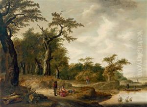 Haarlemer Waldlandschaft Mit Figuren by Jan The Younger Vermeer Van Haarlem