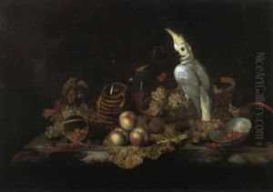 Stilleben Von Fruechten Mit Einem Kakadu by Barent (v. d. Meer) Vermeer