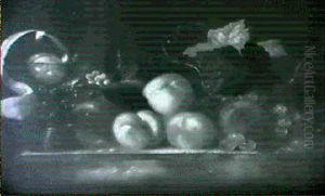 A Roemer, Peaches, Cherries, And Grapes On A Stone Ledge by Barent (v. d. Meer) Vermeer