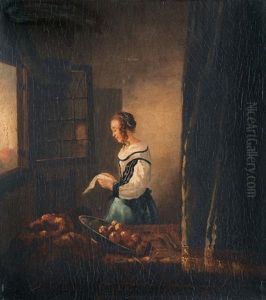 Das Brieflesende Madchen Am Offenen Fenster by Jan Vermeer Van Delft