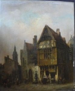 Vue D'une Rue De Ville Animee De Personnages by Ivo Ambroise Vermeersch