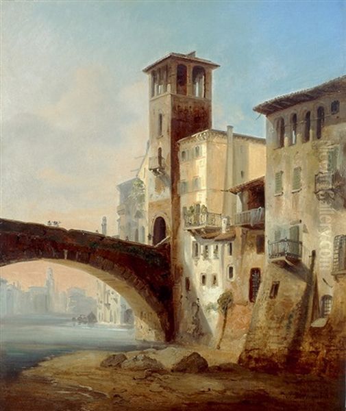Hauser Mit Brucke In Florenz - view 1
