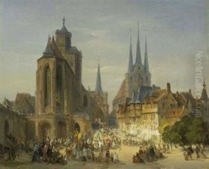 Der Domplatz Zu Erfurt Am Fronleichnamstag