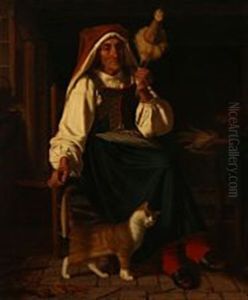 Interior With An Old Female Spinner