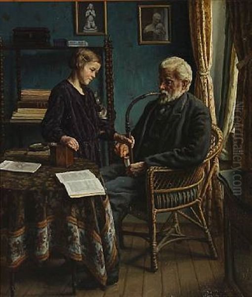 Interior With An Older Man And A Girl - view 1