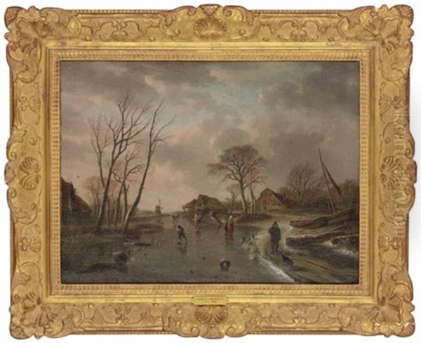 A Winter Landscape With Figures Before A Hamlet - view 1