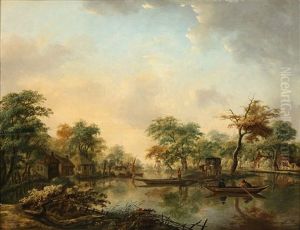River Landscape With River Crossing