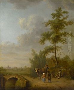 Bauern Am Wegesrand by Cornelis Vermeulen