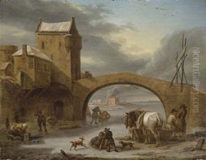 La Distribution Du Foin En Hiver by Cornelis Vermeulen