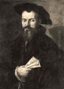 Portrait Of A Gentleman Wearing A Black Coat And Cap Holding A Document