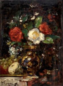 Nature Morte Aux Fleurs Et Aux Fruits by Francois Vernay