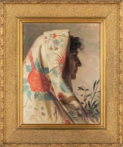 Ritratto Femminile Con Mezzaro by Angelo Vernazza