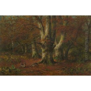 Forest Interior With Rabbits by Frederick Arthur Verner