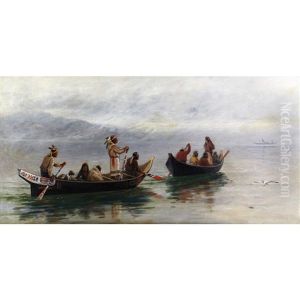 Indians Paddling West Coast Canoes by Frederick Arthur Verner