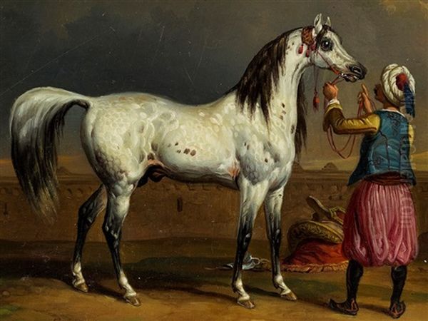 Mamluk With White Stallion - view 1