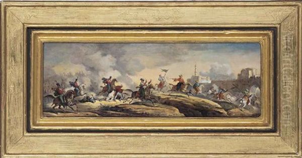 The French 9th Hussars Skirmishing With Mameluke Cavalry by Carle Vernet