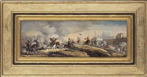The French 9th Hussars Skirmishing With Mameluke Cavalry by Carle Vernet