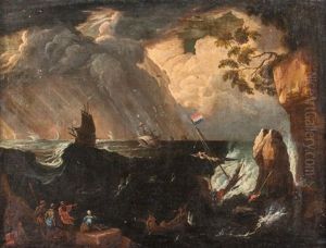 Nachtlicher Schiffbruch An Felsiger Kuste by Vernet Claude Joseph