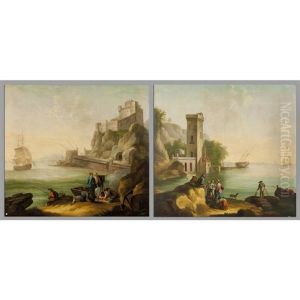 Porti Con Personaggi E Vascelli (2) by Vernet Claude Joseph