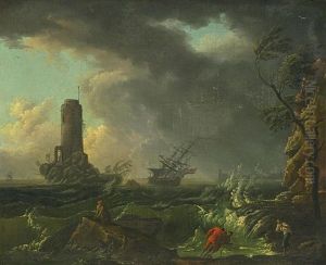 Gewittersturm Vor Der Kuste by Vernet Claude Joseph
