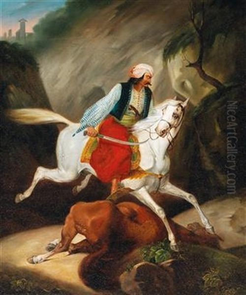 Oriental Warrior On Horseback - view 1