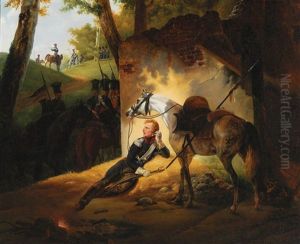 Polish Officer Lancer Resting During The Napoleonic Wars by Horace Vernet