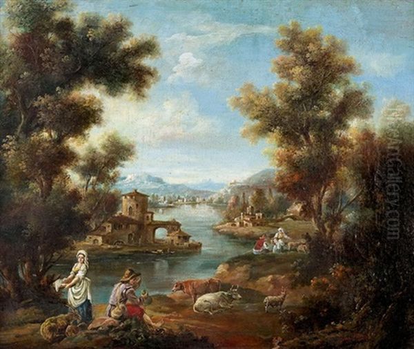 Idyllische Hirtenpartie Am Fluss - view 1