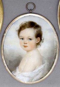 A Child, In Loose White Shift Dress, Curling Brown Hair, Sky And Cloud Background A Child, In Loose White Shift Dress, Curling Brown Hair, Sky And Cloud Background