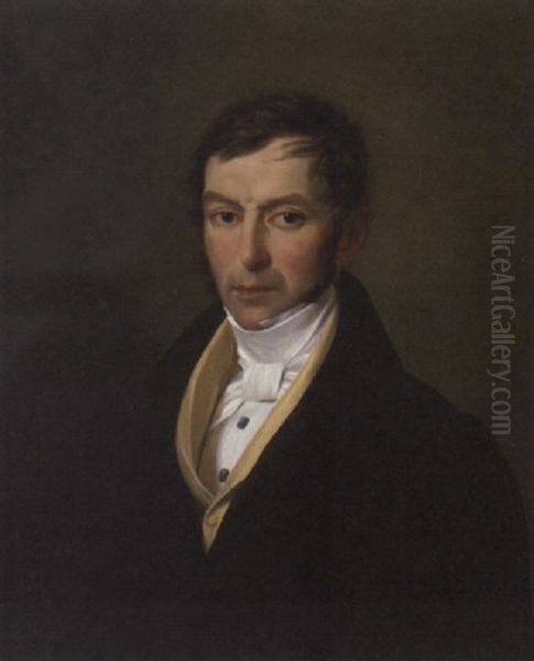 Portrait Of Louis Joseph De Rouvrey In A Black Coat And Yellow Waistcoat - view 1