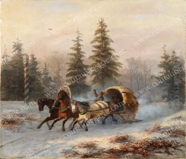 Troika Sous La Neige En Foret. - view 1