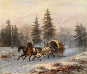Troika Sous La Neige En Foret. by Pierre Marie Vernet
