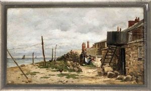 Fischerdorf An Der Bretonischen Kuste by Emile Louis Vernier